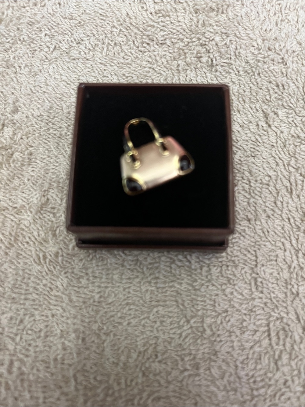 Gold-tone Handbag Charm Pin with Black Accents